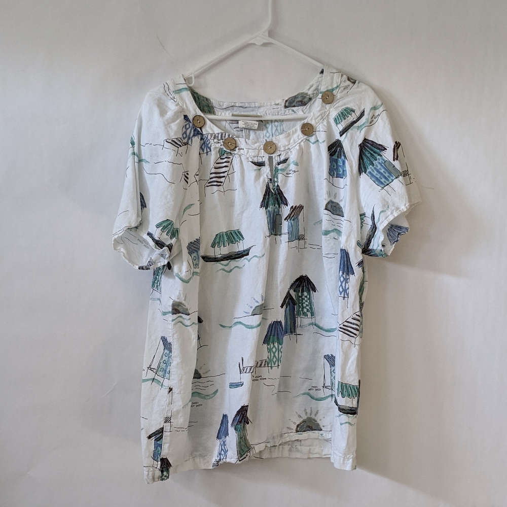 Orchadia women's linen cotton beach house shirt
